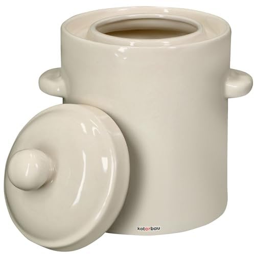 KOTARBAU® Olla de fermentación de chucrut Olla de chucrut Olla de barro de 2.5L con tapa