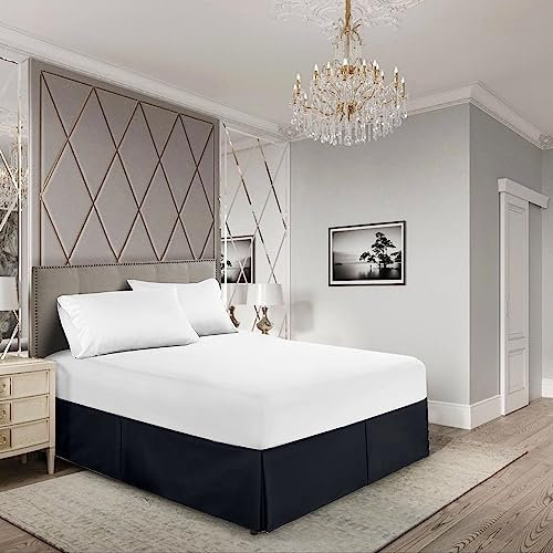 EGYLIN Cache-sommier pour lit super king size - 180 x 200 cm - Tour de lit élastique - Facile à enrouler - En coton égyptien doux - Convient sous le matelas et jusqu'au sol - Noir