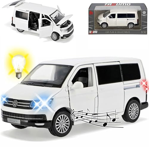 Generisch Volkwagen T6 Multivan Weiss Personen Transporter Version T5 Ab 2. Facelift 2015 mit Licht und Sound 1/32 Tayumo Modell Auto mit oder ohne individiuellem Wunsc..