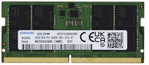 MTXtec Barrette de mémoire vive pour ordinateur portable Samsung 32 Go DDR5 5600 MHz PC5-44800 SODIMM 2Rx8 CL46 1,1 V M425R4GA3BB0-CWM Adamanta, AM62SE24G64SA-WP