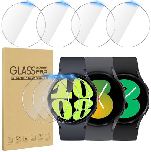 Jvchengxi 4-Pièces Verre Trempé pour Samsung Galaxy Watch 7/6/5/4 44mm (Diamètre 41mm), Protecteur D'écran en Verre Trempé Anti-Rayures HD Film de Protection écran pour Galaxy Watch 7/6/5/4 44mm