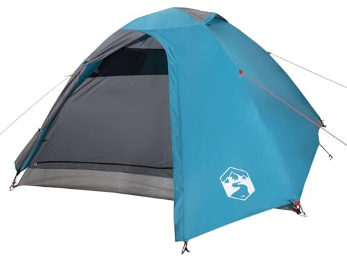 vidaXL Kuppelzelt, Campingzelt für 4 Personen Wasserdicht, Outdoor Zelt mit Abnehmbarem Überzelt Insektenschutz, Trekkingzelt Leicht Tragbar, Blau