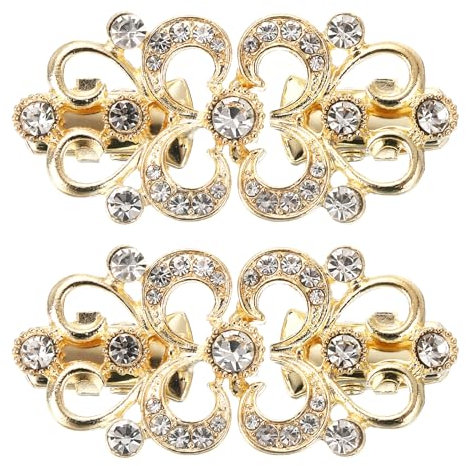 QUARKZMAN 2 Stück Vintage Pullover Clips, Umhang Verschluss Retro Cardigan Clips Schal Kragen Verschluss Brosche Clip für Frauen (Gold)