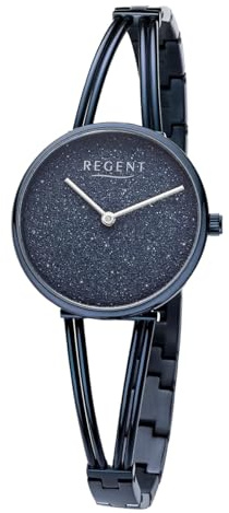 REGENT Damen Armbanduhr Analog Metallarmband dunkelblau URBA684 Analoguhr