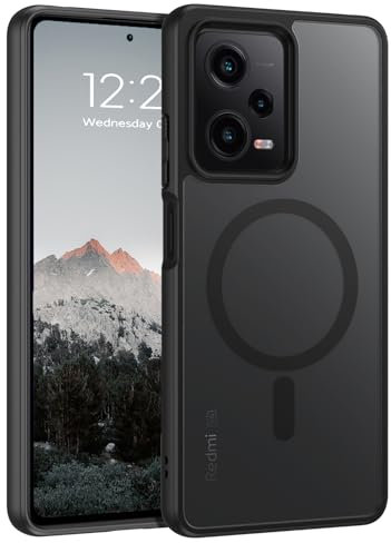 BENTOBEN für Xiaomi Redmi Note 12 Pro 5G Hülle mit MagSafe Magnetisch Hülle für Xiaomi Redmi Note 12 Pro Durchscheinende Matt Anti-Fingerabdruck Handyhülle Rückseite Dünn Stoßfest Schutzhülle, Schwarz