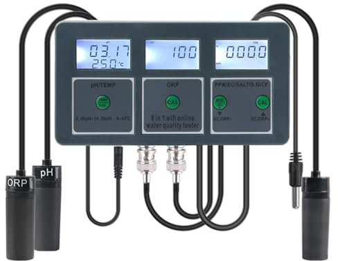 YIYEGO WiFi Tuya Smart PH Meter Data Logger Temp TDS Salinity S.G. EC ORP Water Tester Monitor Analyzer for Aquariums Pool Hydroponics