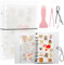 Sticker sammelalbum, Wiederverwendbares Stickerbuch 80 Blatt, Stickersammelbuch, Wiederverwendbares Stickeralbum mit Pinzette und Spatel (Transparent)