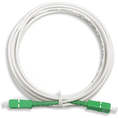 Qilnyeh Cable de puta de fibra óptica, fibra de modo simple Simplex, SC/APC a SC/APC Cable de ruta de fibra óptica, cable de lszh amarillo de 9/125 μm OD-3.0 mm (White, 5meters)