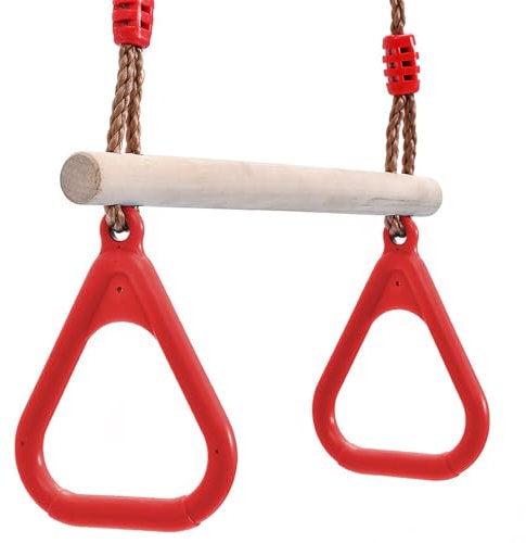 Roluxando Balancoire Exterieur Bois avec Longueur de Corde Réglable, Balancoire Interieur, Portique Balancoire Exterieur Bois, Balançoire en Bois à Anneau Trapézoïdal Charge Maximale 120kg pour Enfant