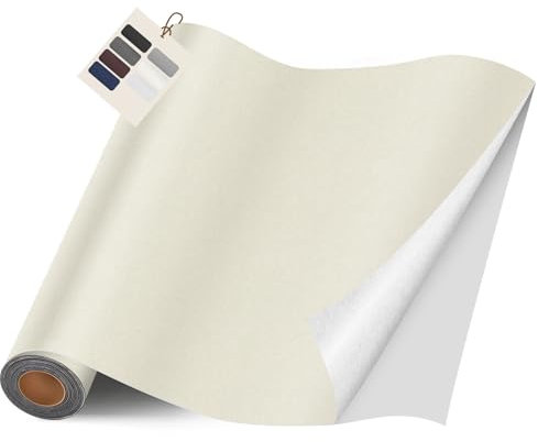 Leder kunstleder selbstklebend, 40 x 400cm leder reparatur set, Leder Reparatur Kit für Möbel, Sofa, Autositze, Taschen, Leder Reparatur und Renovierung(Glatt Weiß)