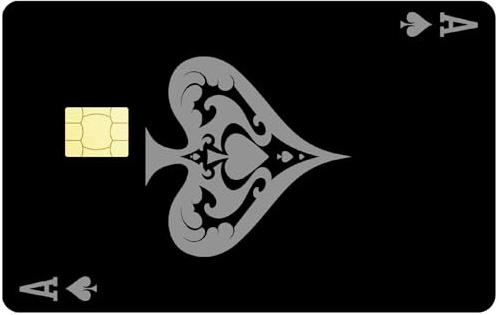 CREATCABIN Pik A Kartenaufkleber Skin Spiel Ass Kartenhülle Wasserdicht Für Bank Transport Schlüssel Debit Schwarz Kreditkarten Skin Aufkleber Schutz Für Schmale Kartenaufkleber Keine Blasen 186x137mm