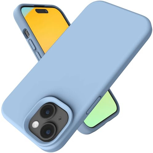 Andwing For iPhone 15 Case, Liquid Silicone Case For iPhone 15, Soft Phone Case, Shockproof Cover, Anti-Fingerprint, Anti-Slip, Clear Blue