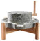 Manuelle Steinmühle, Haushalts-Handmühle für Getreide mit Holzständer, kleiner Gewürzzerkleinerer, handgefertigte Steinmühle aus natürlichem, glattem Blaustein, handgekurbelte Nass-/Trockenmühle(7.9x1