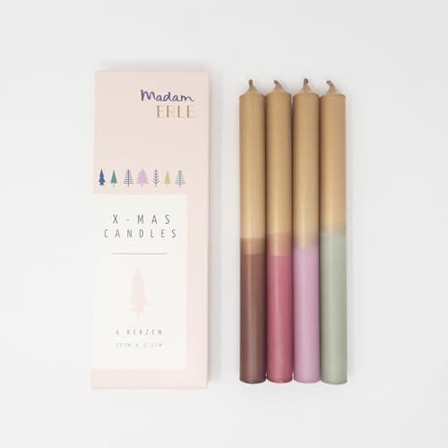 MADAM ERLE - 4er-Set dip dye Kerzen | EEVEN | handgemachte Weihnachtsedition | wunderschön auf dem Adventskranz | gold und silber Töne