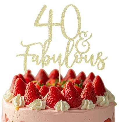 40 Geburtstag Deko Kuchen,Kuchenstecker,Kuchendeko Geburtstag, Glitter Torte Deko 40 Geburtstag Tortenstecker40 Geburtstag Männer Frauen,Happy 40th Birthday Deko(Gold)
