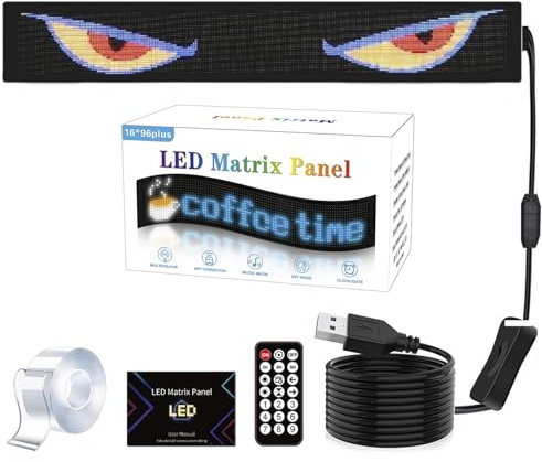 Ojos LED Flex para Camión - Display Auto USB Flexible con Bluetooth y Control por App - Pantalla Suave DIY Dinámica Colorida Devil Eyes Light (1, 19,2 x 89,8 cm)