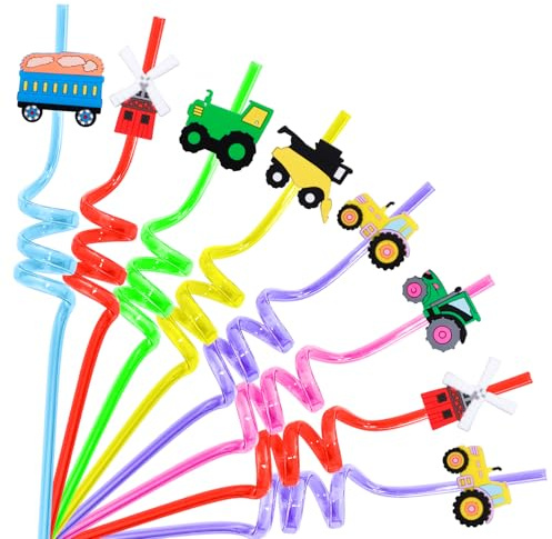 Lot de 24 guirlandes de paille vertes pour tracteur - Fournitures de fête d'anniversaire - Fournitures de fête - Fournitures de fête - Fournitures de décoration (tracteur)