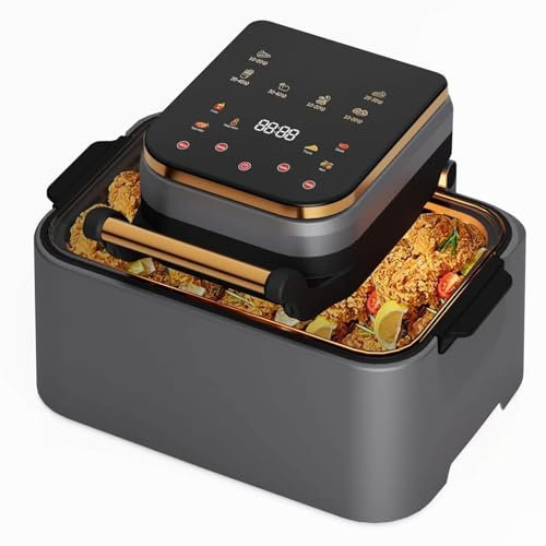 Friggitrice ad Aria, friggitrice visiva da 12 Litri, Forno Intelligente da 1700 W con Touch Screen Digitale friggitrice Senza Olio, Finestra di visualizzazione a 270°, 6 funzioni di Cottura Tempi