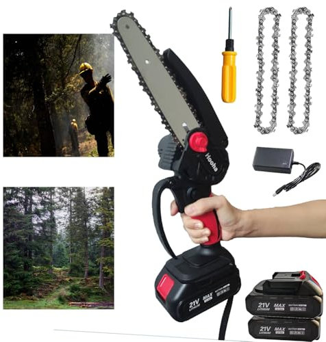 Hooha Professional kleine Kettensäge 6 Zoll mit Akku und Ladegerät Prävention Waldbrand Ausrüstung&Rettungsdienst&Erste Hilfe Tool Handsäge Mini Chainsaw Wälder Brandsicherheit Arbeitssäge Set