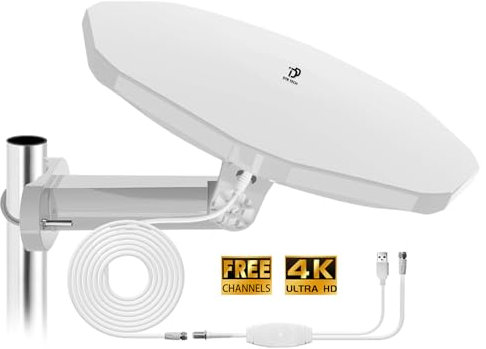 Antena de TV al Aire Libre, Antena de televisión Inteligente 360 ° Recepción, fácil de Instalar, Puede Recibir Canales de 4k 1080p