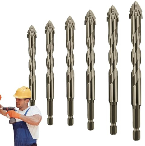 Exzenterbohrer Set, Exzenterbohrer Mit Vier Schneiden, Sägezahnung Gezahnte Steinbohrer Gezahnter Bohrer-Set Mit Hoher Härte Und Abgeschrägter Spitze | Für Beton, Glas 4/5/6/8/10/12mm