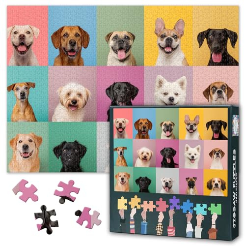 Challenging Jigsaw Puzzle Dogs 1000 Pieces Cute Dog Puzzles for Adults Home Decoration Collection of Dog Jigsaw Puzzles as Gifts for Family Friends Party Games 27.5X19.7