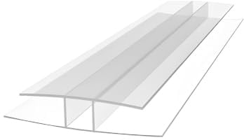 H-Profil Polycarbonat 1500mm Transparent 8mm – Stegplatten Verbinder für Doppelstegplatten | Hohlkammerplatten Verbindungsprofil für Gewächshaus & Überdachungen