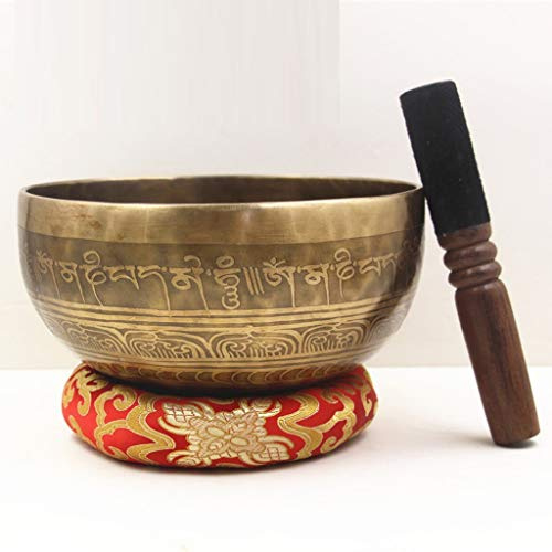 GYBBHia Cuenco de Canto Tibetano de Nepal de 7 tamaños, Cuenco de meditación de Yoga Budista del Himalaya, Fengshui, decoración del hogar Hecha a Mano(26CM)