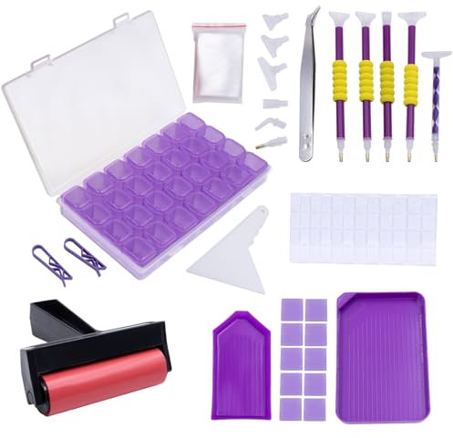 Noviatrix 84 Piezas Kit Diamond Painting, Rotulador de Diamante para Pintar con Pinzas Herramientas para Pintar con Diamantes para Diy Diamond art Pintura Diamantes Redondos Diamantes Cuadrados