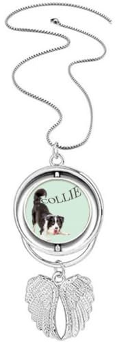 no/no Collier avec pendentif en forme d'ailes d'ange pour animal de compagnie Border Collie, M