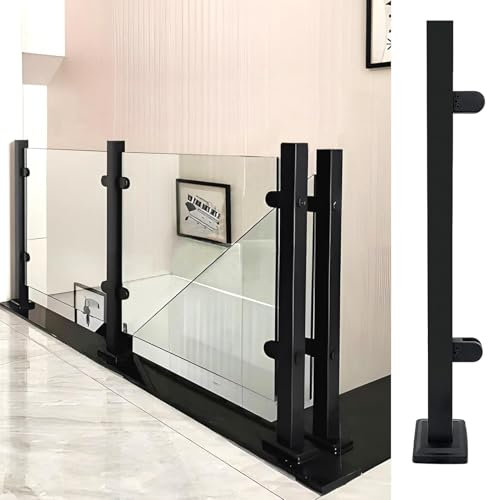 DVTFRUI Système de Poteau de Garde-Corps en Verre carré en Acier Inoxydable avec Pince pour Garde-Corps intérieur et extérieur de terrasse, Balcon, Grenier, escalier,End Post,39.4 inch/100cm