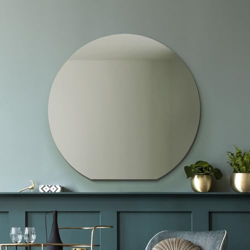 MirrorOutlet The Circulus - Frameless Flat Bottom Framed Mantle/Wall Mirror 34 X 32 (85CM X 80CM) New & Featuring Silvered Mirror Glass with Black Backing.