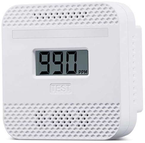 Détecteur de monoxyde de carbone portable 2, 52x1.06x2.52 pouces Affichage numérique CO ALARME AVEC SON ET LUMIÈRE ROUGE POUR LA MAIS