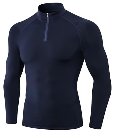 Yimutian Maglia Termica Uomo, Maglia a Compressione Manica Lunga con 1/2 Zip, Maglietta da Corsa in Pile da Fitness Ciclismo Palestra