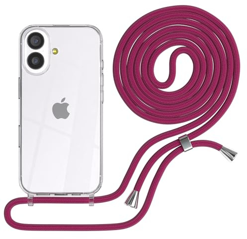EAZY CASE Handykette kompatibel mit iPhone 17 Handyhülle mit Umhängeband, Handykordel mit Schutzhülle, Silikonhülle, Hülle mit Band, Stylische Kette für Smartphones, Pink