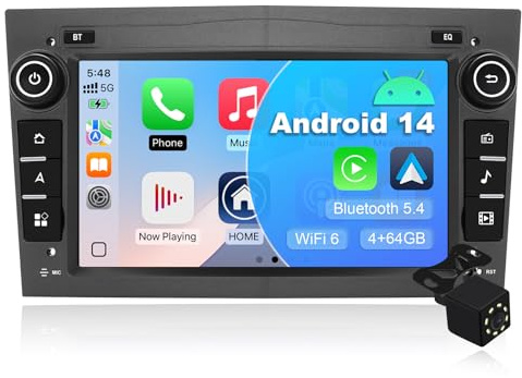 4+64G 7inch Android 14 Car Multimedia Radio for Vauxhall Opel Corsa C/D Zafira B Astra G/H Meriva Combo Signum Wireless CarPlay Android Auto Mirror Link FM RDS GPS WiFi SWC Navigation