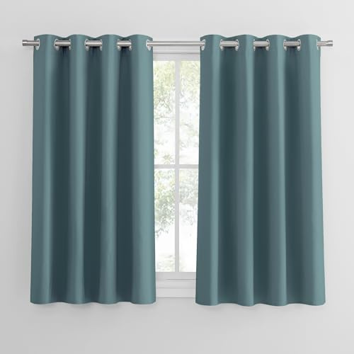 PONY DANCE Übergardinen Blickdicht Thermo Vorhang Hitzeschutz mit Ösen | 2er Set, H145 x B140 cm, Arktisches Blau, Verdunkelnde Gardinen, Sichtschutz, Kurz, für Schlafzimmer Wohnzimmer Küche Büro