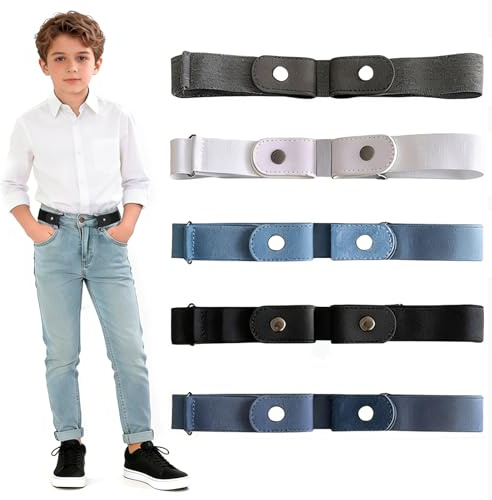 SHAOWENCB Gürtel Kinder 5 Stück Kindergürtel Stretchgürtel Unsichtbare Verstellbare Schnallenfreier für kindergürtel jungen gürtel kinder mädchen Jeans Hosen Kleid.