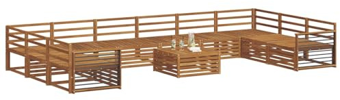 vidaXL Sofagarnituren 11 pcs Natur Massivholz Akazie, Garten-Sofa, Robustes Outdoor-Sofa für die Terrasse, lässige Lounge, bequemes Wohngefühl