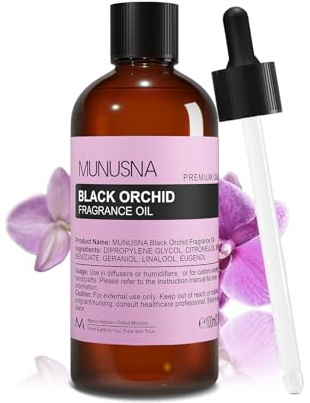 MUNUSNA Black Orchid Fragrance Oil 100ml for Diffusers | Floral Musk Aromas with Orchid Notes for Home Aromatherapy, Candle Making, Soap Making and DIY Bath Bombs