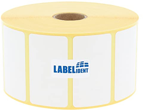 Labelident Thermoetiketten 57 x 32 mm - 12.600 Etiketten, 6 Rollen à 2.100 Thermodirekt-Etiketten, stark haftend für Thermodrucker