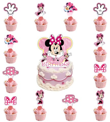25Pcs Tortendekorationsset mit 24 Cupcake-Toppern und 1 Tortenfigur für Mickey- und Teenager-Geburtstagsfeiern Mädchen/Junge