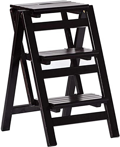 3Step - Escalera plegable de madera multifunción 3 en 1 ol y estante con diseño de ahorro de espacio para uso doméstico y oficina y Slish