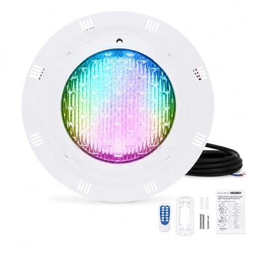 Chensyo Projecteur Piscine LED RGB 45W, Lampe Piscine Étanche IP68 12V AC avec Télécommande, 460 LED 2500LM, Spot Sous-Marin pour Piscine, Bassin, Fontaine et Jardin