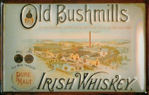 Old Bushmills DISTILLERY 3D Embossed Vintage Tin Metal Pub Sign