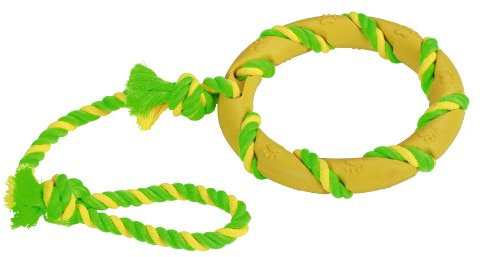 Kerbl Ring on a Rope Rubber/Cotton, 47 cm, Green/Yellow