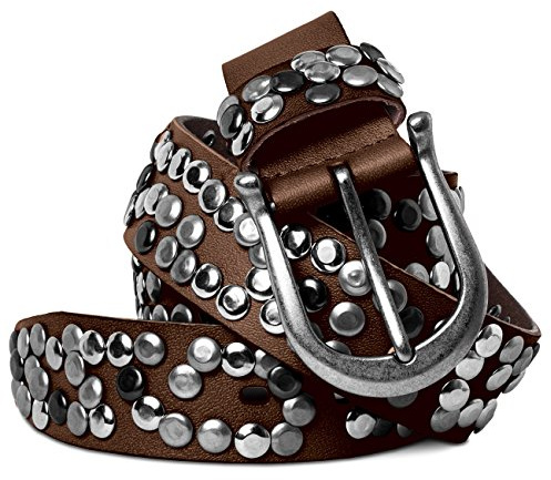 Caspar GU223L 100% Leder Damen Vintage Nietengürtel