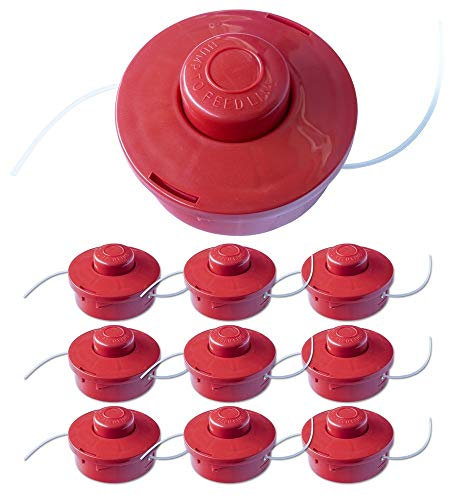 Nemaxx 09FS2 9x Fadenspule mit Tippautomatik Doppelfadenkopf Fadenkopf Mähkopf Mähfaden Nylonschnurrolle Grasschneider Zubehör Ersatz Spule für Benzin Motorsense, rot