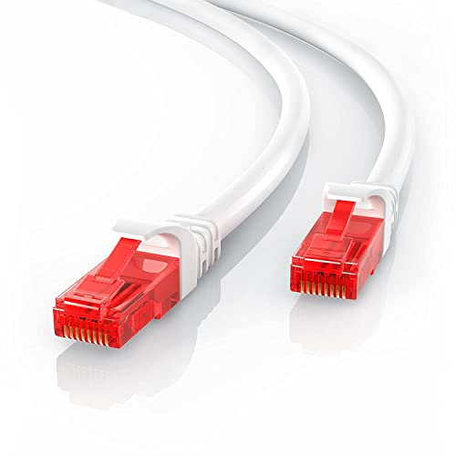 CSL - 1m CAT6 Ethernet LAN Cable - High-Speed Patch Cord - Gigabit RJ45 Network Lead 1000 Mbps - Broadband - Compatible with Raspberry PC Modem Router Patch Panel Smart TV - White