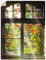 ARTland Wanddeko Wandtattoo selbstklebende Vinylfolie 60x80 cm Fensterblick Fenster Natur Herbst Garten Ausblick Altbau T5XH
